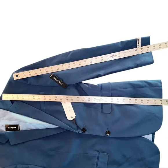 NEW ~ EXPRESS Men’s Blue Fitted Cotton-Blend Photographer Suit Jacket ~ Size 36R - Picture 15 of 15